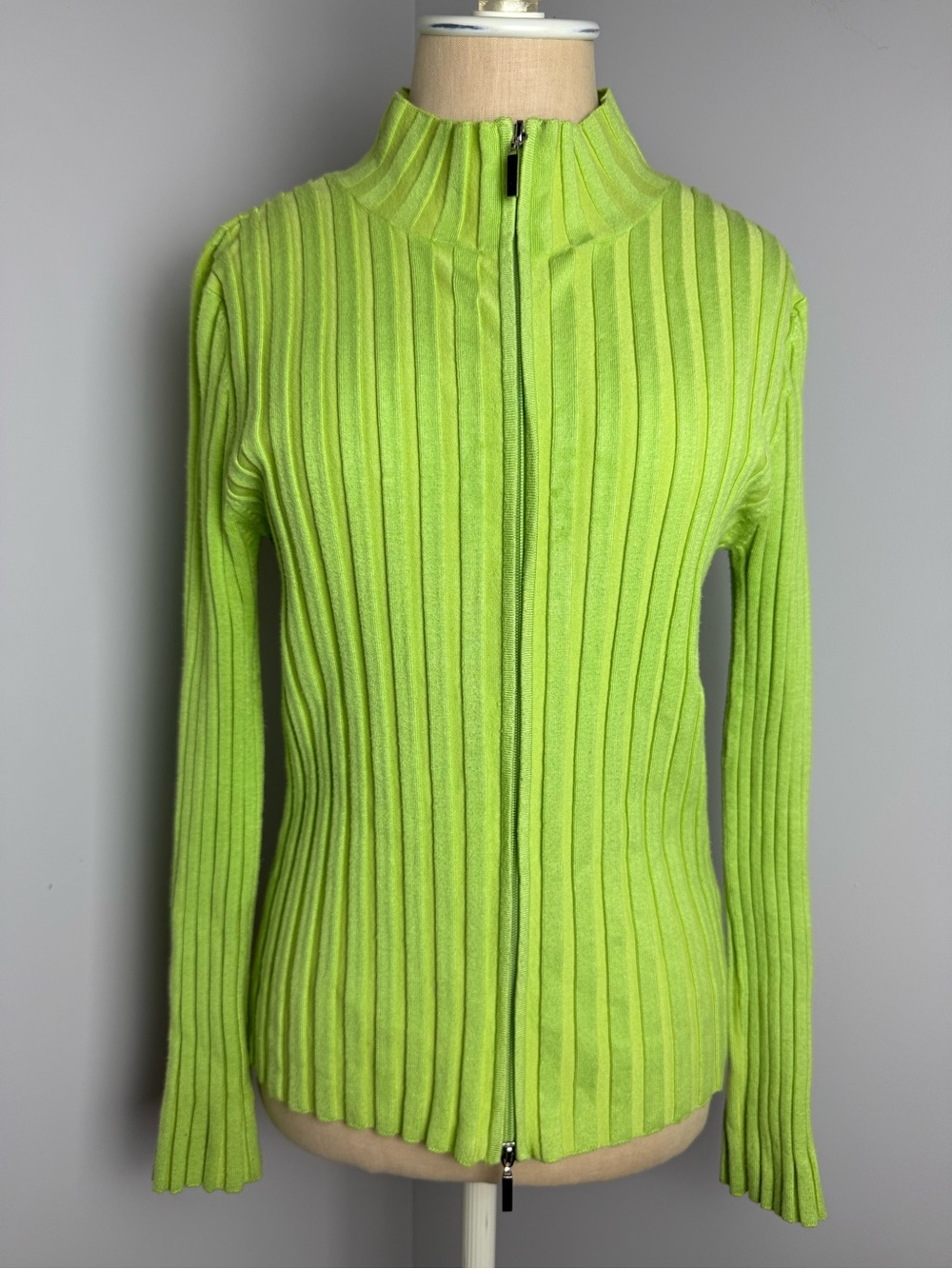 Vintage Belldini Neon Lime Ribbed Sio Up Knit Top